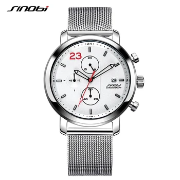 SINOBI 2020 Cronograf Moda pentru Bărbați Ceasuri de Afaceri din Oțel Inoxidabil Milanese Plasă de Trupa Ceas de mână pentru bărbați Ceas reloj hombre