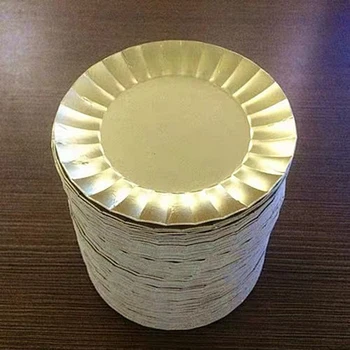 100 Buc Argint Aurit Plastic Diametru 9.8/8.8 Cm Pătrat Rotund Tort Placi Set De Bază De Hârtie De Unică Folosință Prajitura Desert Tava Instrument