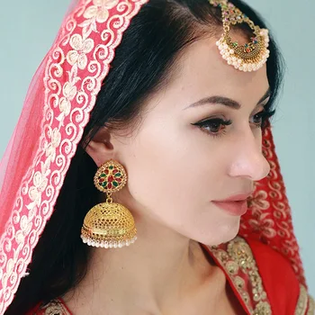 Indian Arabe Mari Clopote de Aur Picătură Jhumka Cercei pentru Femei Boho Flori Sculptate Thailanda, Egipt Piercing Cercei Petrecere de Bijuterii Cadou