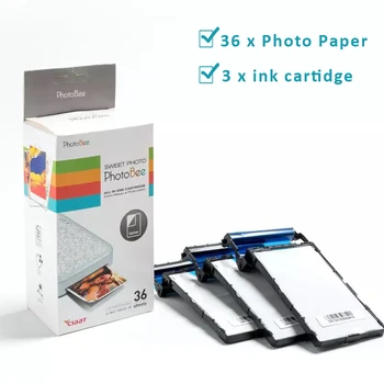 Auto-adeziv, hârtie foto 1Box Hârtie Foto și Cartușului de Cerneală Pentru PhotoBee Imprimantă Foto Inkless de Imprimare Android IOS Imprimante