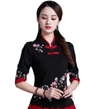 Tradițională chineză de îmbrăcăminte pentru femei cheongsam sus mandarin guler femei topuri si bluze oriental China îmbrăcăminte V1450
