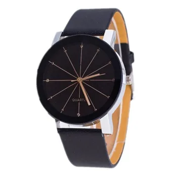 Lux Ceas Unisex Barbati Populare Femei Ceasuri De Moda Din Oțel Inoxidabil Cadran Negru Din Piele Trupa Încheietura Cuarț Ceas Horloge
