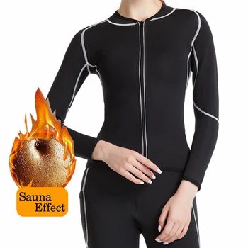 Noi Caldă Termic Top Din Neopren Sauna Camasa Femei Maneca Lunga Body Shaper O-Guler Slim Body Body Maieu Iarna Pulover