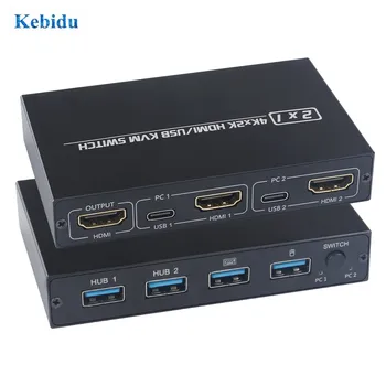 KEBIDU 4Kx2K Ultra HD Caz de Metal 4 Input-Output 1 Switch KVM 2 x1HDMI 2.0 Ecran de Comutare Comună Tastatura și Mouse-ul SUNT-KVM201CL