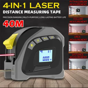 4 ÎN 1 Metru Distanță cu Laser Infraroșu Range Finder 40M cu Laser, ruleta 5m Bandă Digitală Telemetru cu Laser Riglă de Măsurare Instrument