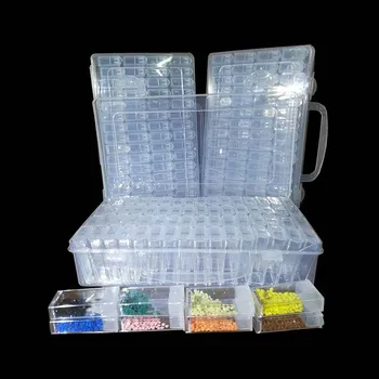 Diamond Accesorii Pictura 64 Grila de Box Container DIY Diamant Broderie Mozaic Instrumente de Șirag de mărgele de Plastic Transparent Burghiu de Stocare