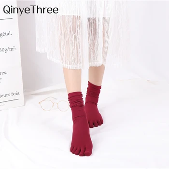 Femei de Moda Noua de Vară de Primăvară Confortabil Catifea Cinci Degete Șosete Solidă Respirabil Split Toe Îngrămădite Rola Ciorapi cu Dungi