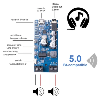 2x50W Putere Amplificator Bluetooth-compatibil 5.0 Putere Amplificator Audio Stereo Wireless Mini Music Player placa de Sunet AMP Bord