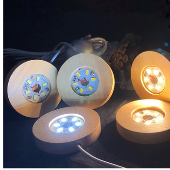 Lemn de Culoare de Baza Alb/Cald Lumina Reîncărcabilă de Control din Lemn LED Suport Rotativ Suport Lampă