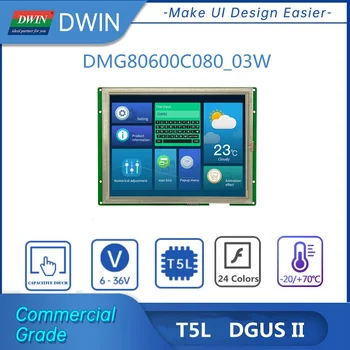 DWIN 8 Inch 800*600 Rezoluție De 16.7 M Culori RGB Interfață TFT LCD Touch Panel Cu Buzzer Grad Comercial DMG80600C080-03W