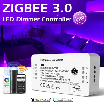 Zigbee 3.0 DC12-24V Inteligent Pro Dimmer LED ZigBee Controler Benzi de lucru cu RF de la Distanță, pentru Benzi cu LED-uri