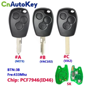 CN010005 Aftermarket Control de la Distanță Cheie 3 Butoane 433MHz PCF7946 Pentru Renault /Kangoo II /Clio III