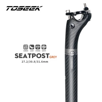 TOSEEK 3K Fibră de Carbon tija de Șa Biciclete de Munte Biciclete Rutier Seat Post Părți de Biciclete MTB 27.2/30.8/31.6*350/400mm Offset 20mm