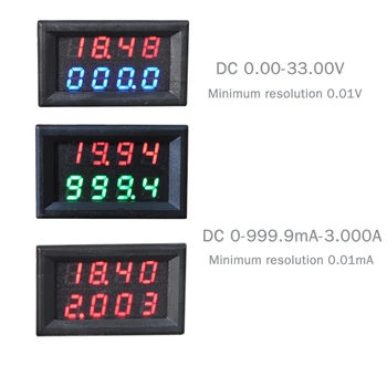 4 Bit 0-33V 3A DC Voltmetru Ampermetru Digital cu LED-uri Afișaj Dual Amp Volt metru de Înaltă Calitate, de Înaltă precizie, rezoluție Minimă 0,1 MA