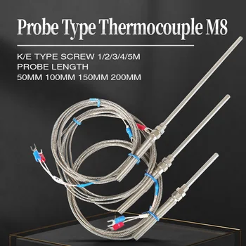 Termocuplu M8 1m 2m 3m 4m 5m Tip K E 50mm 150mm 200mm 100mm Sonda Filet Cablul Senzorului de Temperatură 0-400℃