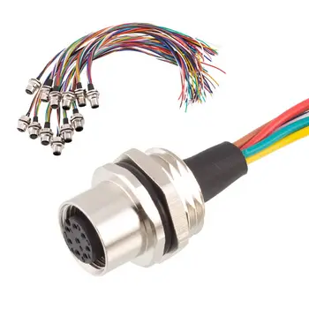 M12 Conector de Cablu Plug Metal 2 3 4 5 Pin Protejat cu Montare pe Panou Masculin Feminin Conectori Adaptor Priza cu Fir 30cm