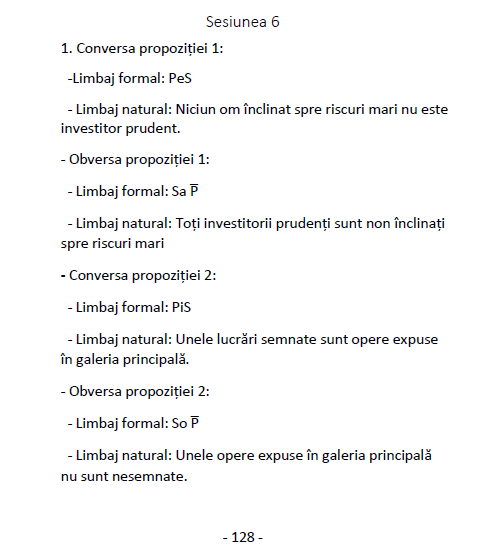 Conversiunea si obversiunea subiect logică model rezolvare